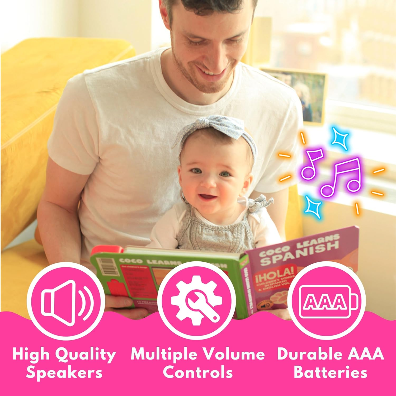 Coco Learns Spanish Vol. 1 | Musical Spanish Book & Bilingual Toy for Toddlers & Babies; Libros En Espa&ntilde;ol Para Ni&ntilde;os; Spanish Baby Book & Children&rsquo;S Book; Learn Spanish for Kids, Ni&ntilde;as, Ni&ntilde;os, Bebes image number 3