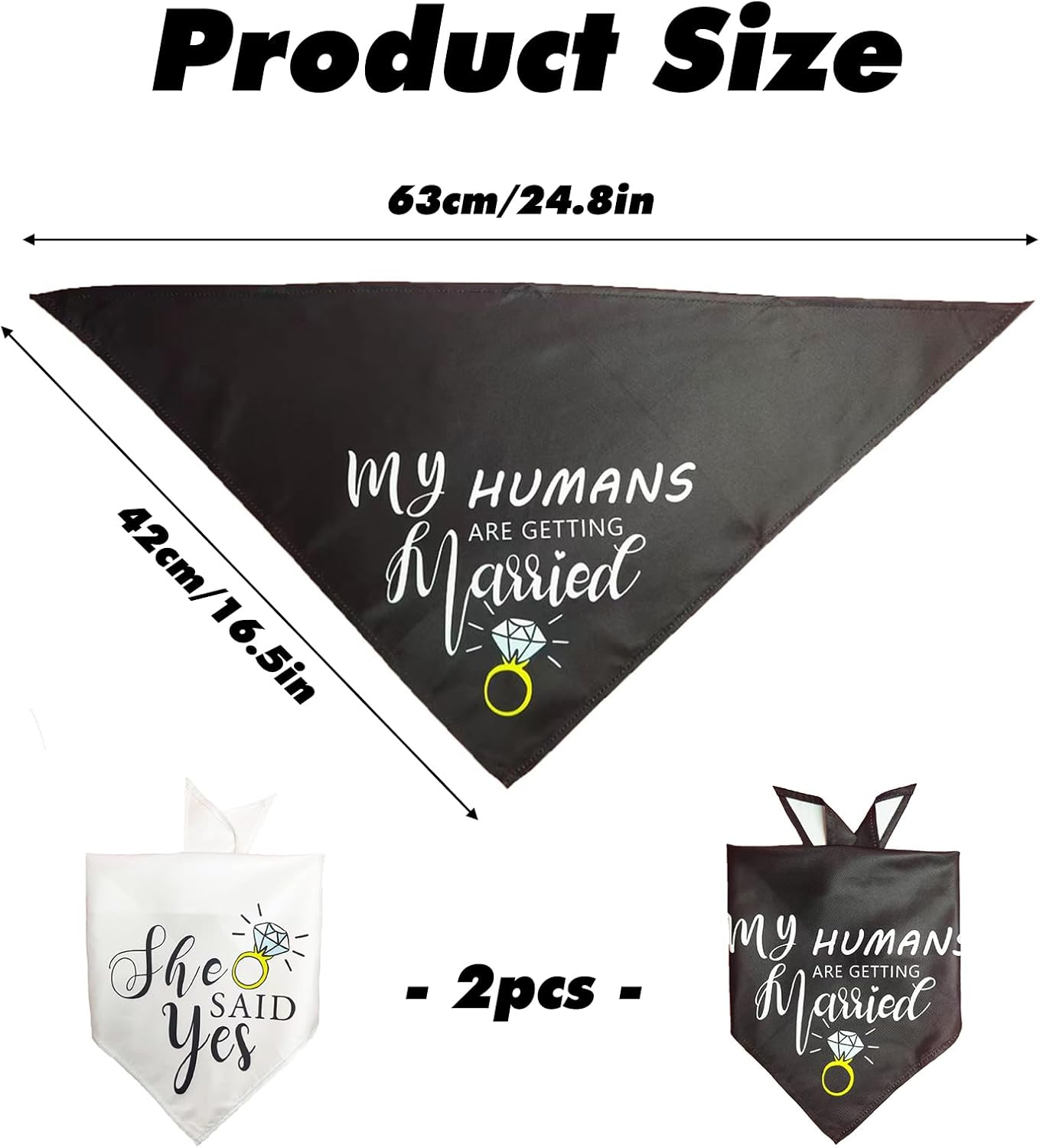 Dog Wedding Bandana, 2 Pieces My Humans Are Getting Married She Said Yes Pet Scarf, Triangular Collar, Pet Accessories for Dog Lovers, Medium and Large Dogs and Cats image number 4