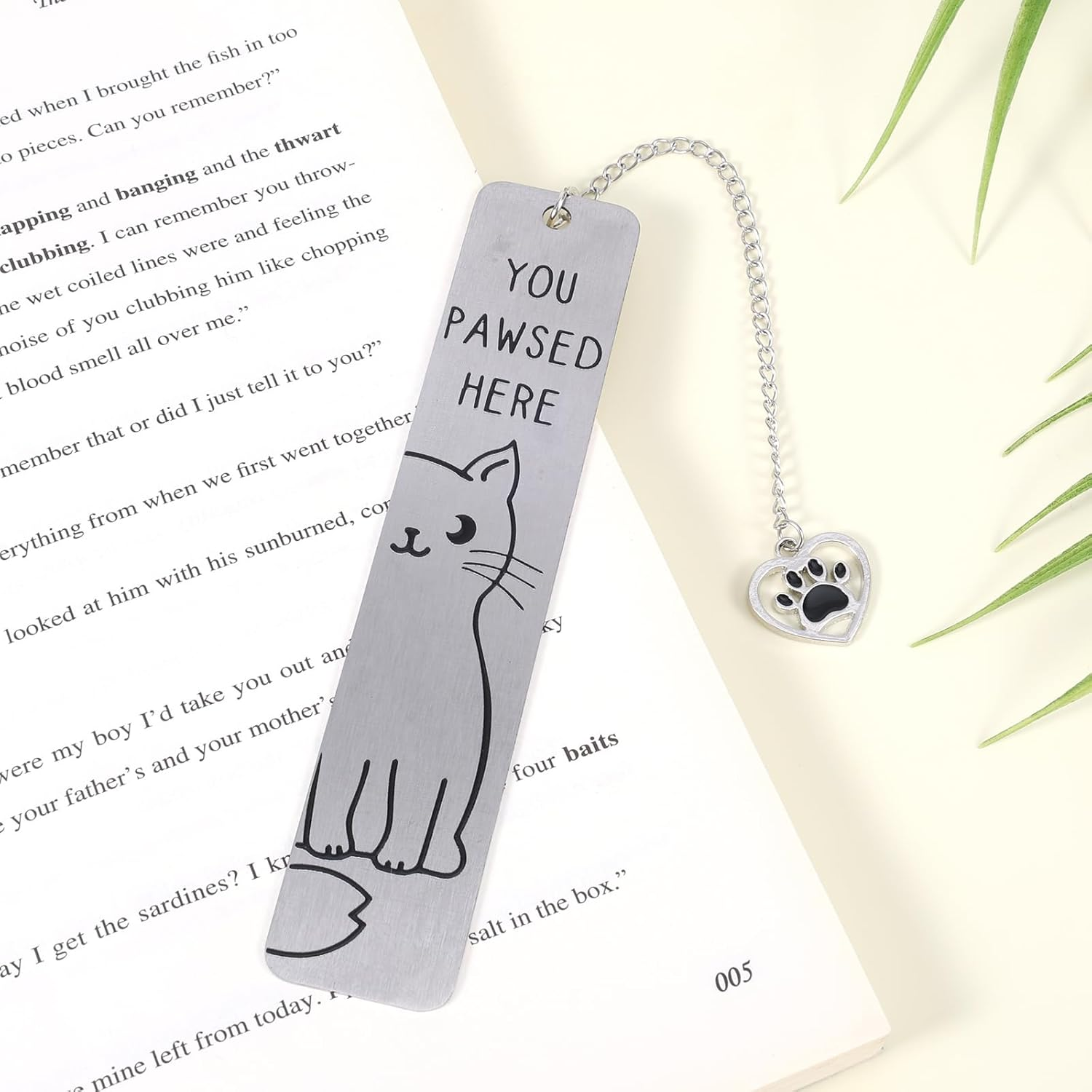 Gosknor Cat Bookmark, Cute Cat Gifts, Funny Metal Book Marks for Reading, You Pawsed Here, Zinc Alloy, 1 Piece image number 5
