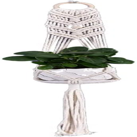 AIMALL Macrame Plant Hanger, 39 Inch Hand-Braided Hanging Planter Holder, Indoor Outdoor Flower Pot Basket with Cotton Rope, Boho Style for Living Room, Balcony, or Garden