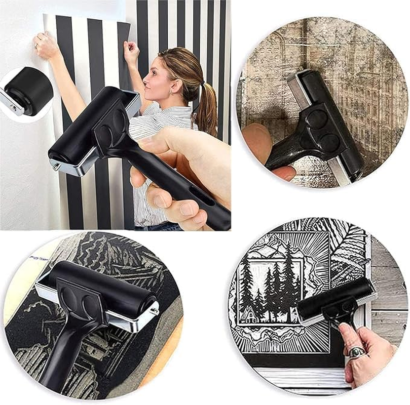 MIVES Rubber Brayer Roller Set, 3 Pack Hard Rubber Rollers for Ink Paint, Printmaking, Art & Craft, Adults image number 2