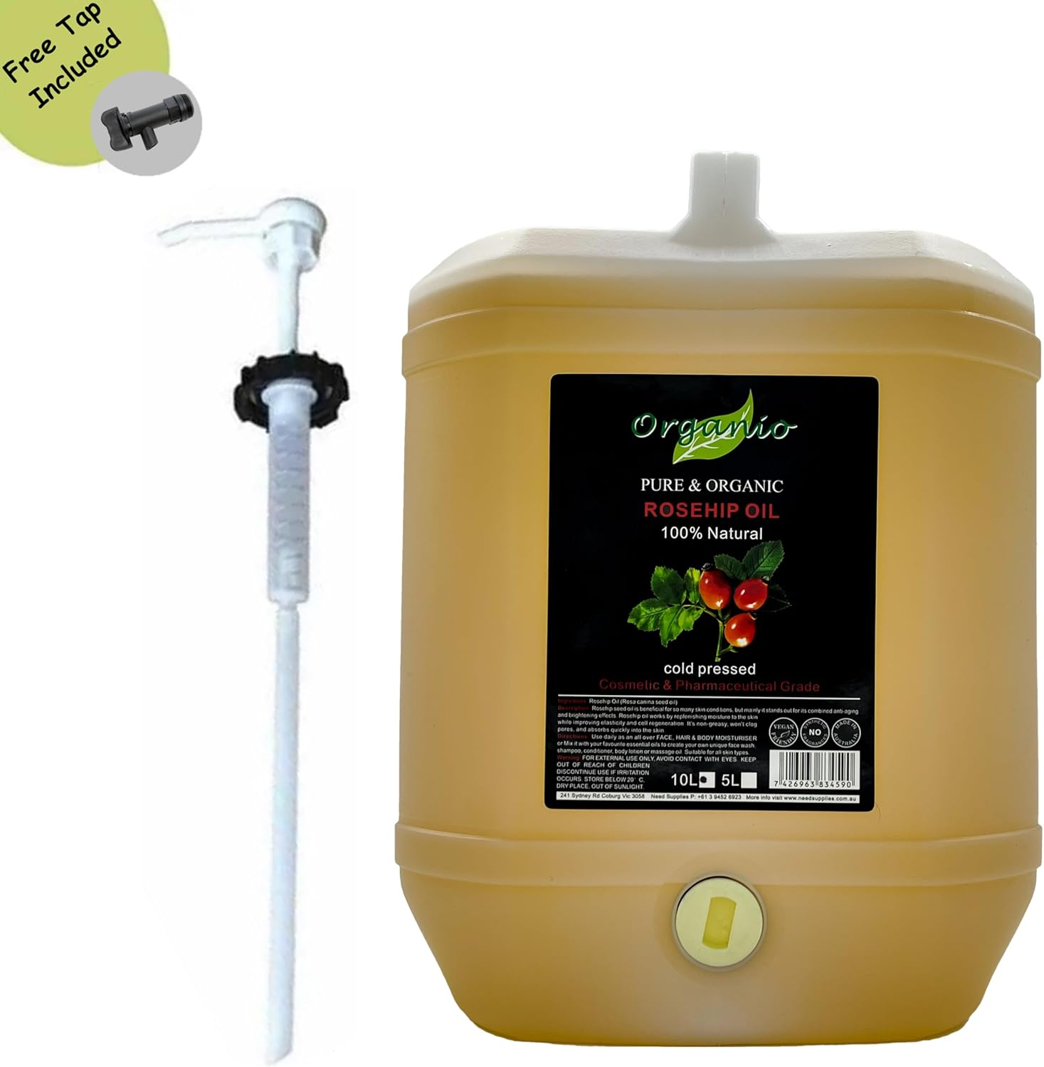 Organic Rosehip Oil Cold Pressed 100% Pure Natural Virgin Rose Hip Face,Skin Oil (Without Pump, 200Ml)