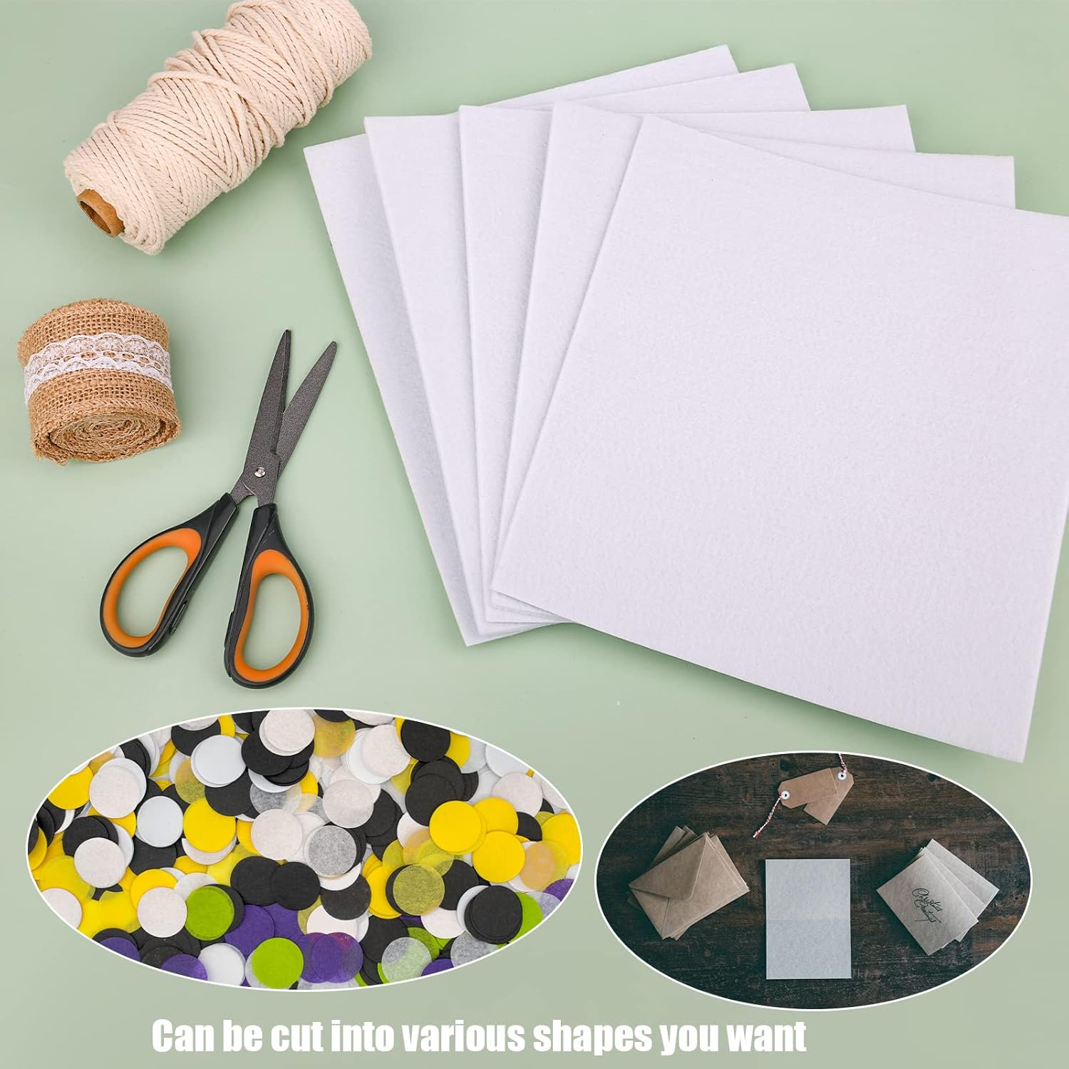 Savita 5Pcs 25.4 X 22.8Cm/10 X 9 Inch 3Mm Thick Felt Sheets, Stiff Felt Fabric Sheets for Crafts Hard Felt Squares for Sewing Crafting Cushion and Padding (White) - Yellow image number 2