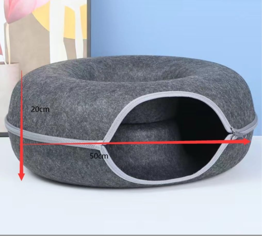 Dog Bed Cat House Pet House Pet Bed Cat Bed Cat Tunnel Nest round Felt Cat Tube Play Toy Cat Tunnels for Indoor Cats Cat Maze Toy Appealing Dog House Cat Bed Pet Nest ( Color : a , Size : 60*60*27Cm ) image number 2
