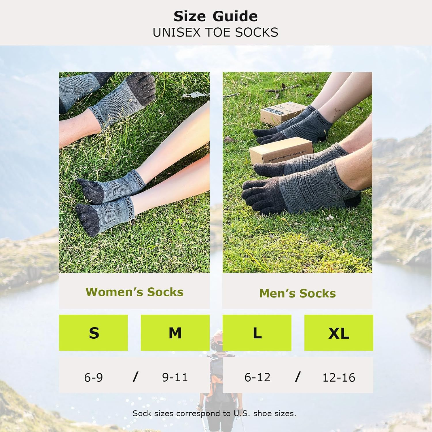 Merino Protect Merino Wool Toe Socks for Men&Women Hiking Socks Odor Resistant Crew Running Socks image number 4