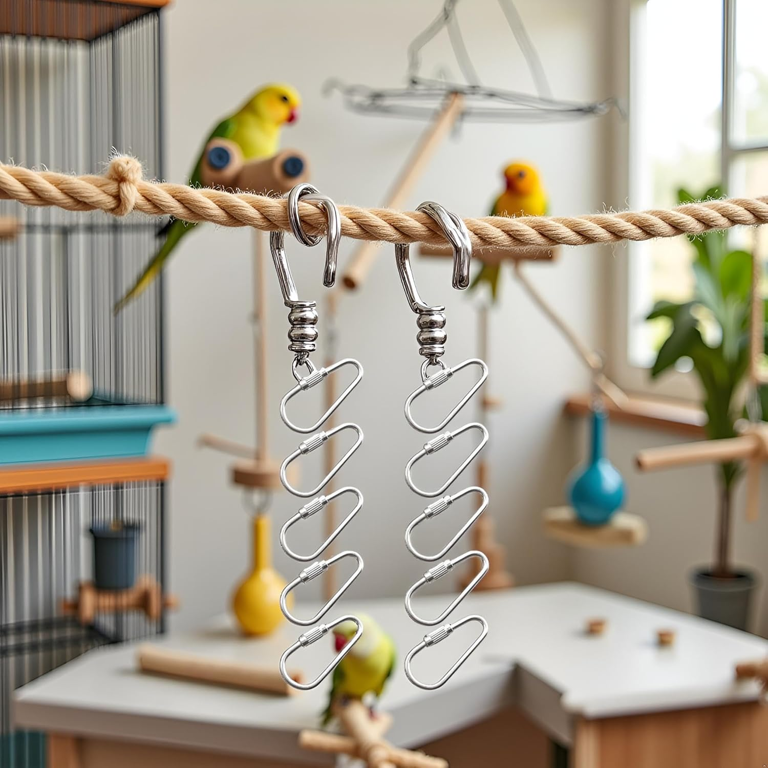 10 Pcs Silvery Parrot Toy Hook Stainless Steel Parts Heavy Duty Metal Hooks Suitable for Most Bird or Small Animal Hanging Toys Parrot Bird Hooks Metal Stainless Steel Parts DIY Bulk Birds image number 2