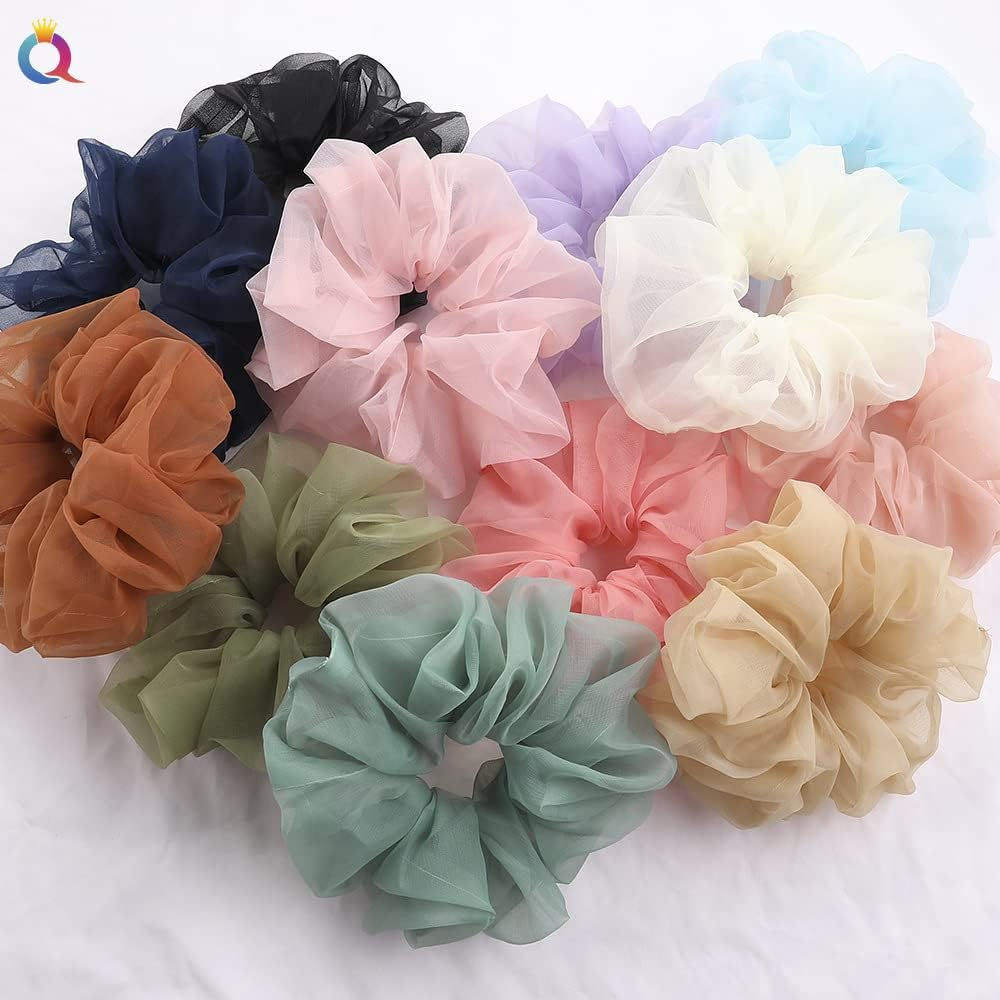 PTNKUIIY Women'S Scrunchies, Pack of 5 Oversized Hair Bobbles, Elastic Hair Bands, Vintage Ponytail Holder, Scrunchies for Long, Fine or Thick Curly Hair, Girls, Beige image number 1