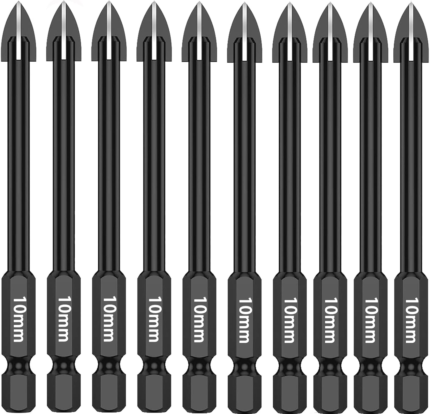 10Pcs Tile Porcelain Drill Bit, 8Mm Carbide Tip Drill Bits, Glass and Tile Drill Bit Set, Hex Shank, Work with Ceramic Porcelain Tile Wall Mirror Paver (8MM 10Pcs)