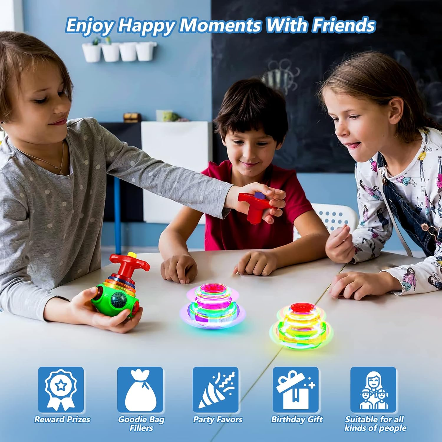 TOYANDONA 3Pcs Spinning Top, LED Light up Flashing Music Spinning Top Party Favors for Kids image number 3