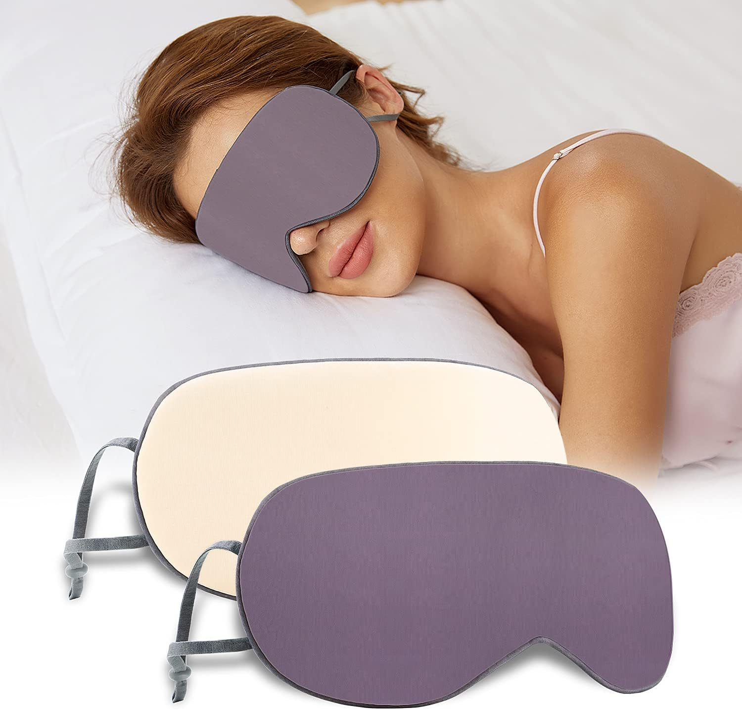 Sleeping Mask 2 Pack, Warm, Cool Double-Sided Use of Sleep Mask, Super Soft Blindfold with Adjustable Strap, Block Out Light, Comfort Sleep Eye Mask for Travel Meditation Nap image number 4