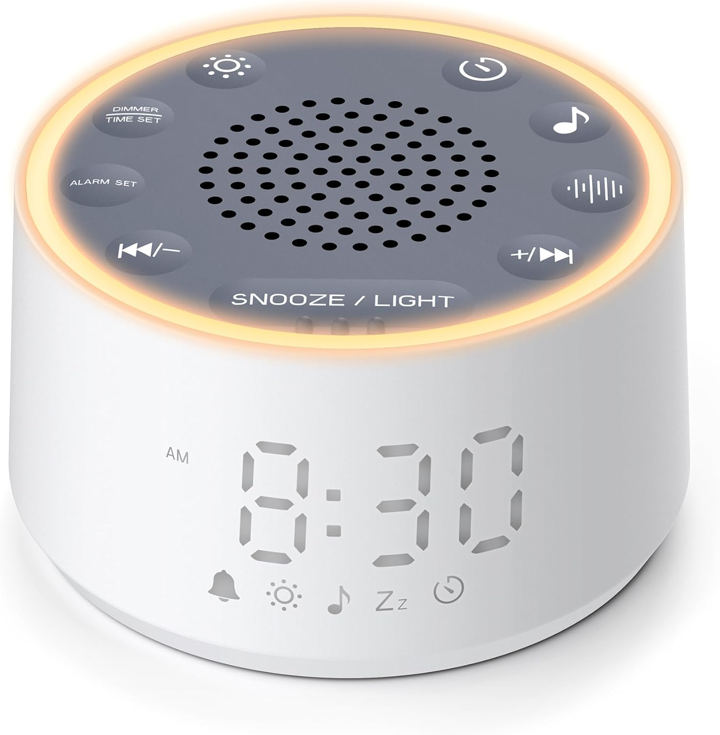 Dreamegg D1 Nova Sound Machine - White Noise Machine Alarm Clock with 25 Soothing Sounds, 10 Night Lights for Baby Adult, Dimmable, 7 Alarm Sounds, Timer, Noise Machine for Sleeping, Bedroom, Travel image number 3