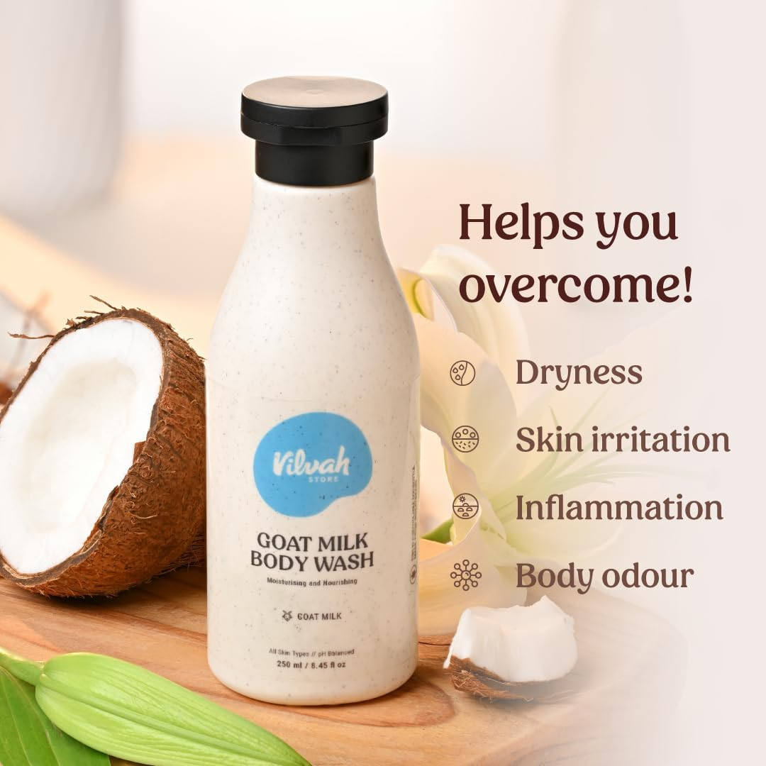 Vilvah Store Moisturising Body Wash (Goatmilk & Vanilla), 200Ml