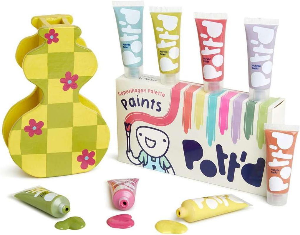 Pott'D&trade; Premium Acrylic Pottery Paints for Adults, Paint Set, Pottery Painting Kit for Air-Dry Clay - Regular Paints