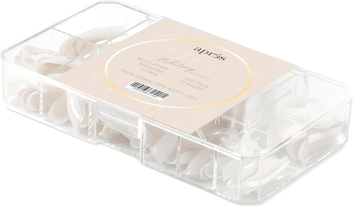 APR&Eacute;S Apres Neutrals Gel-X Whitney Nail Tips Box, 11 Sizes 00-9, Soft Gel Tip (150 Units) (Long Sculpted Square, 150) image number 3