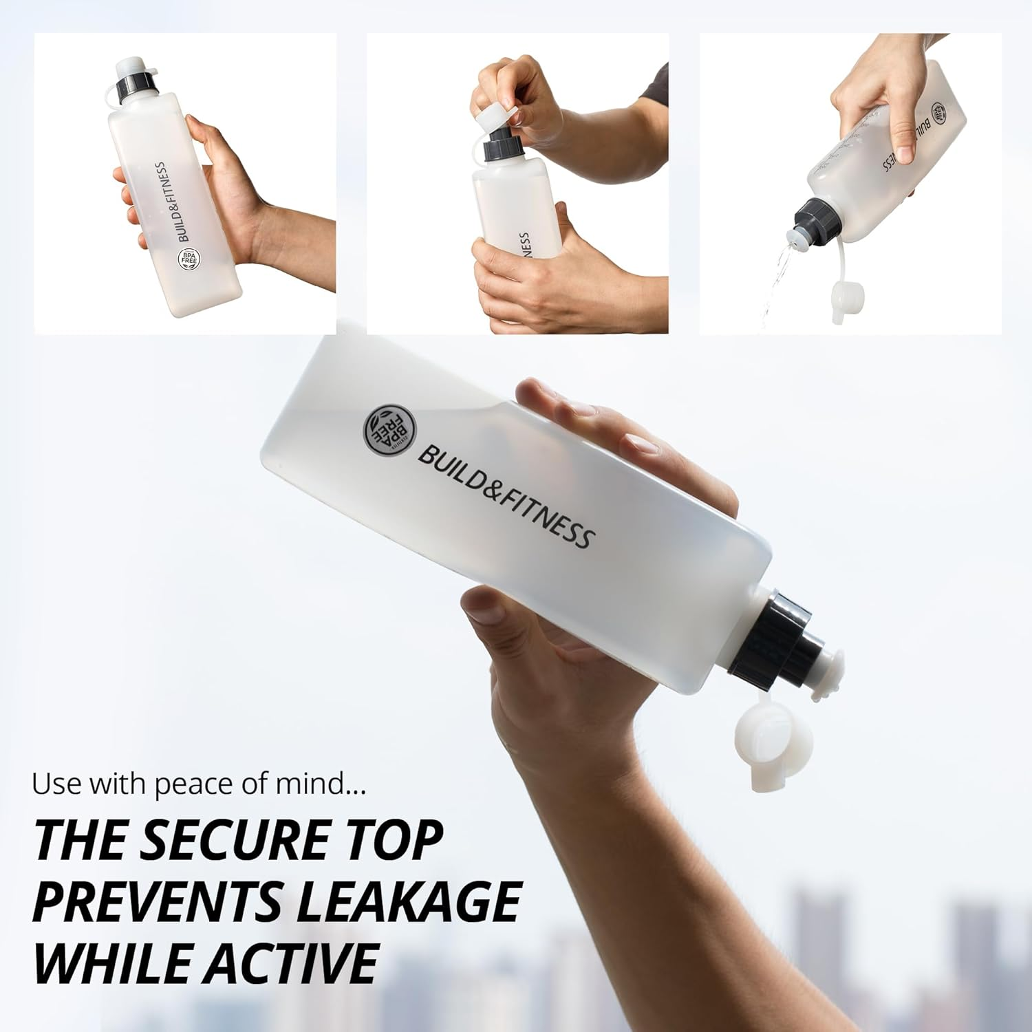 Build & Fitness Curved Water Bottle for Running Belts, Hydration Running Bottle, Easy to Use, 300Ml image number 5