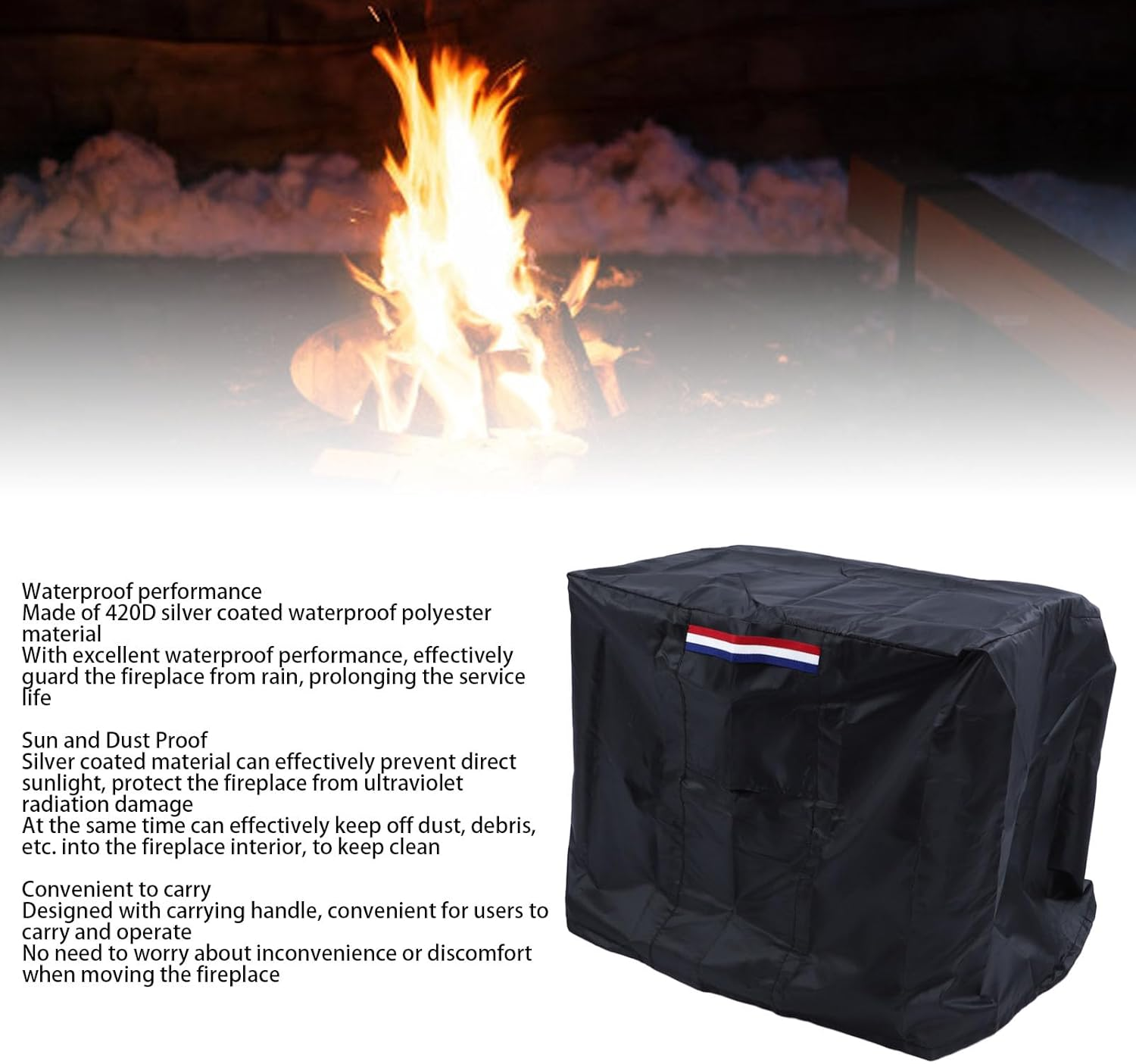 Large Rectangular Fire Pit Cover - 420D Silver Coated Waterproof UV Outdoor Fire Table Cover for Outdoor Patio Gas Fire Table image number 4