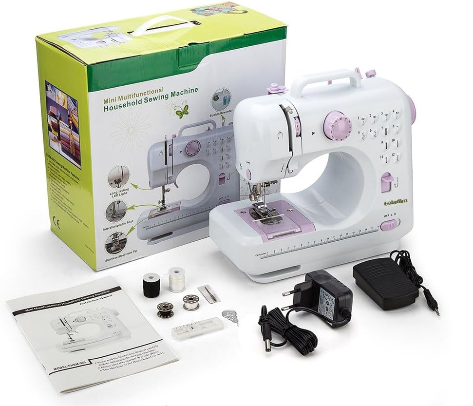 Mini Sewing Machine for Beginner by Galadim - Small Electric Sewing Machines with 2 Speed 12 Built-In Stitch Patterns GD-054-AU-A23
