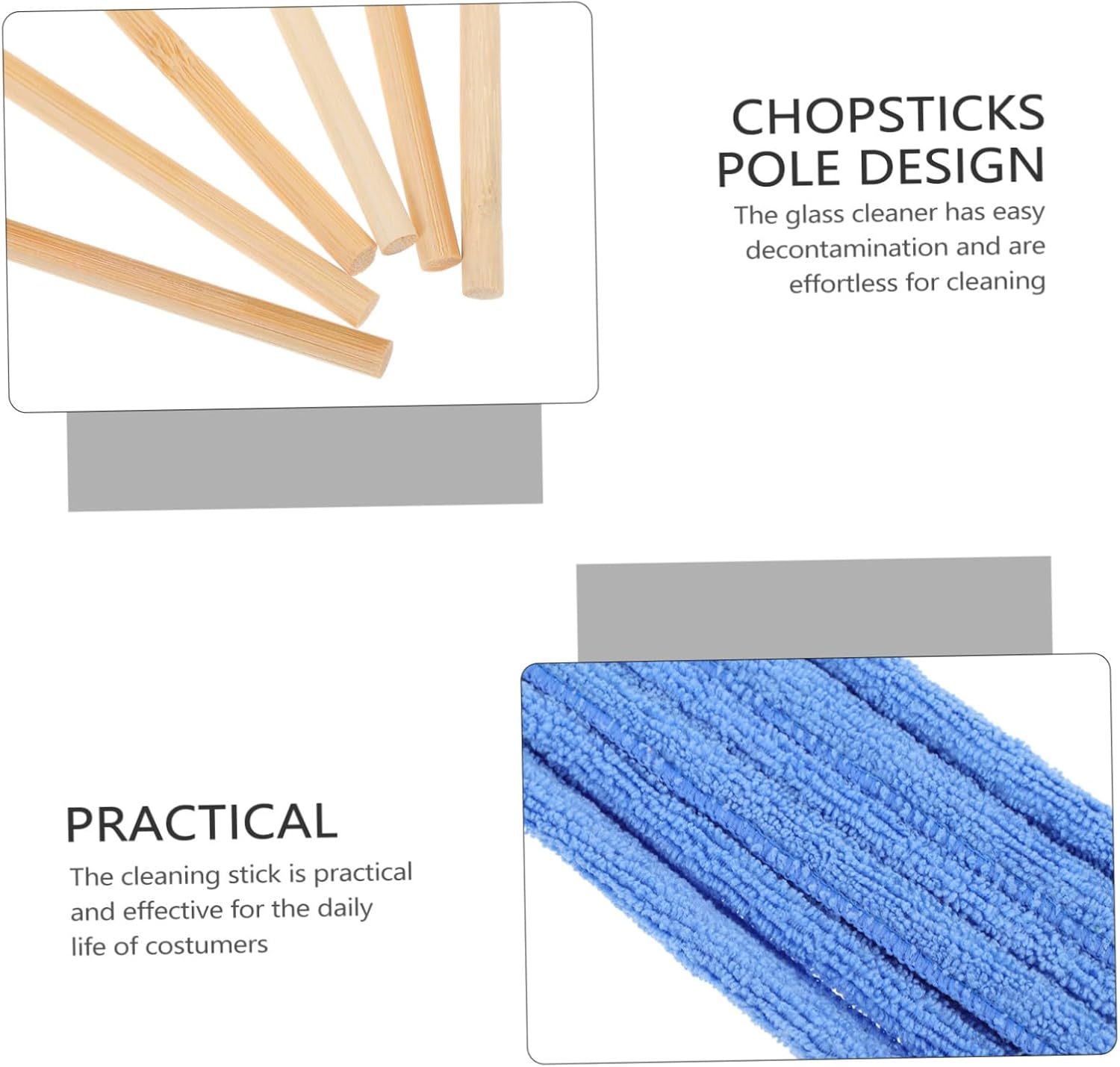 KOMBIUDA 6Pcs Glass Bottle Brush Cleaning Stick Fiber Cloth Covers Multi-Functional Kitchen Bathroom Cleaning Tools for Bottle and Crevice image number 6