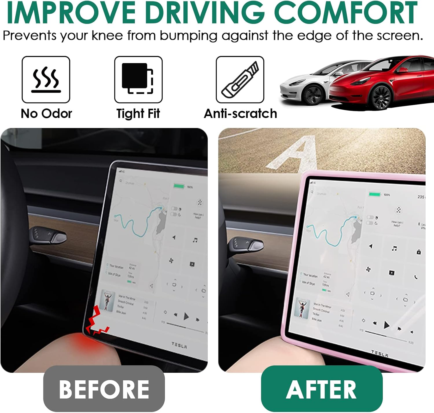 Screen Protector Frame Compatible with Tesla Model 3 Model Y 2024 2023 2022 2021 2020 2019 Screen Edge Protector Cover Center Console Decoration Interior Accessories (Pink) image number 6