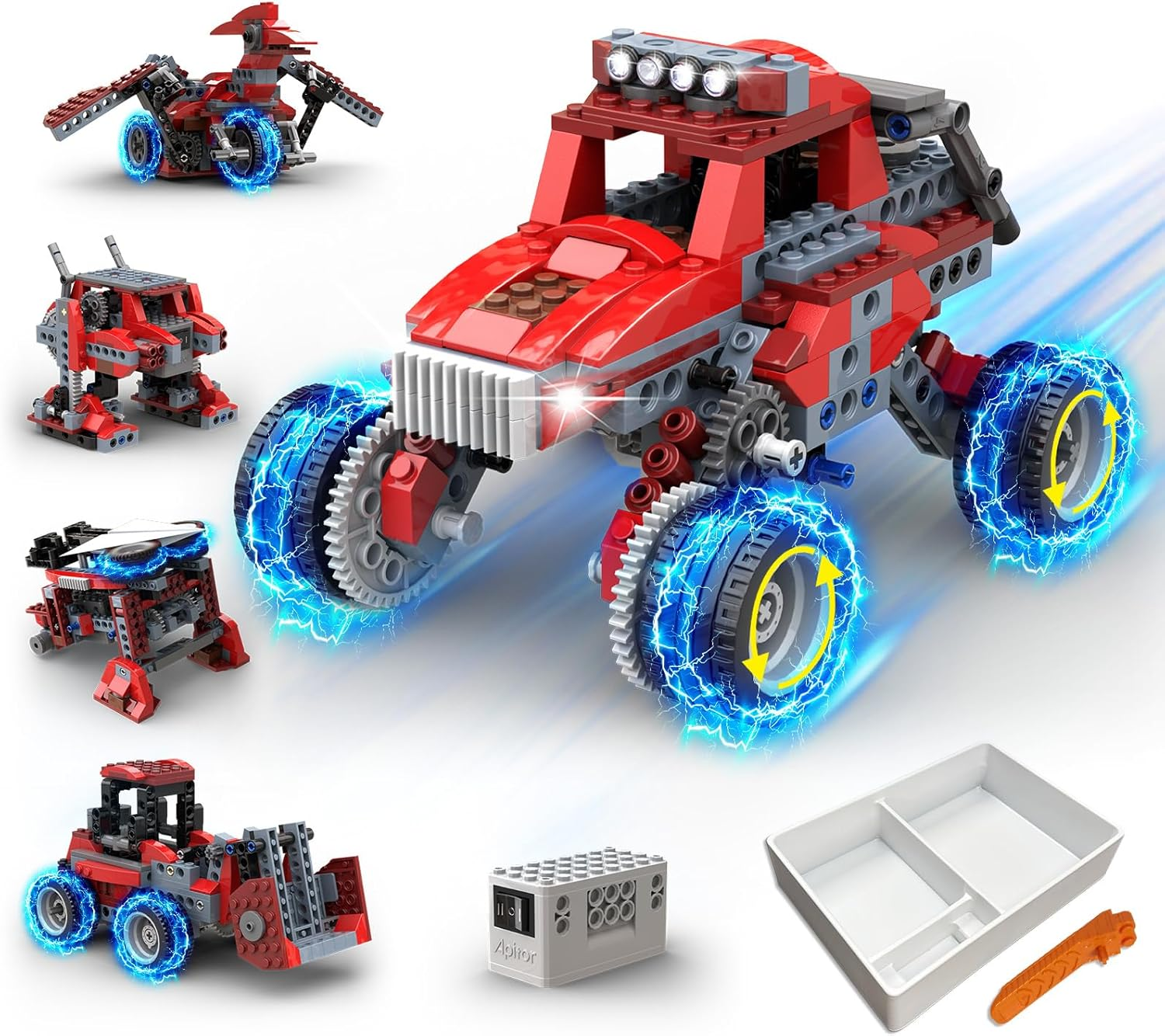STEM Toys for Boys Age 6-12, 8-In-1 Electric Motor Monster Truck Car Building Kit, Educational Craft Building Toys, Christmas Birthday Gifts for Boys Girls 6 7 8 9 10 11 12 Year Old (240PCS) image number 3