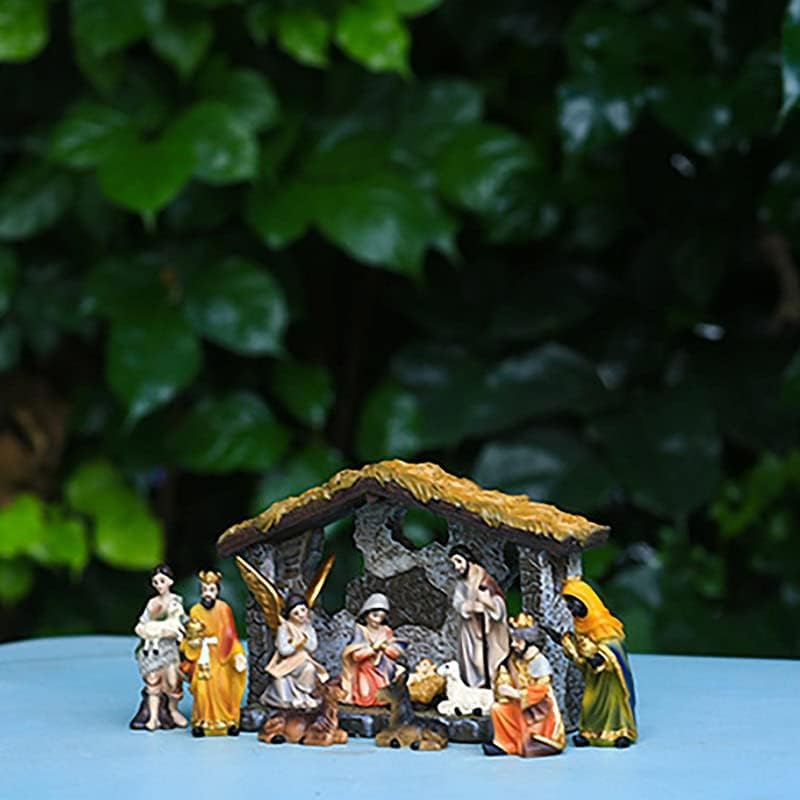 12PCS Nativity Set for Christmas Indoor,Christmas Statue Nativity Scene Set,Christmas Sets and Characters Manger Scene Resin Crafts Christmas Decoration image number 2