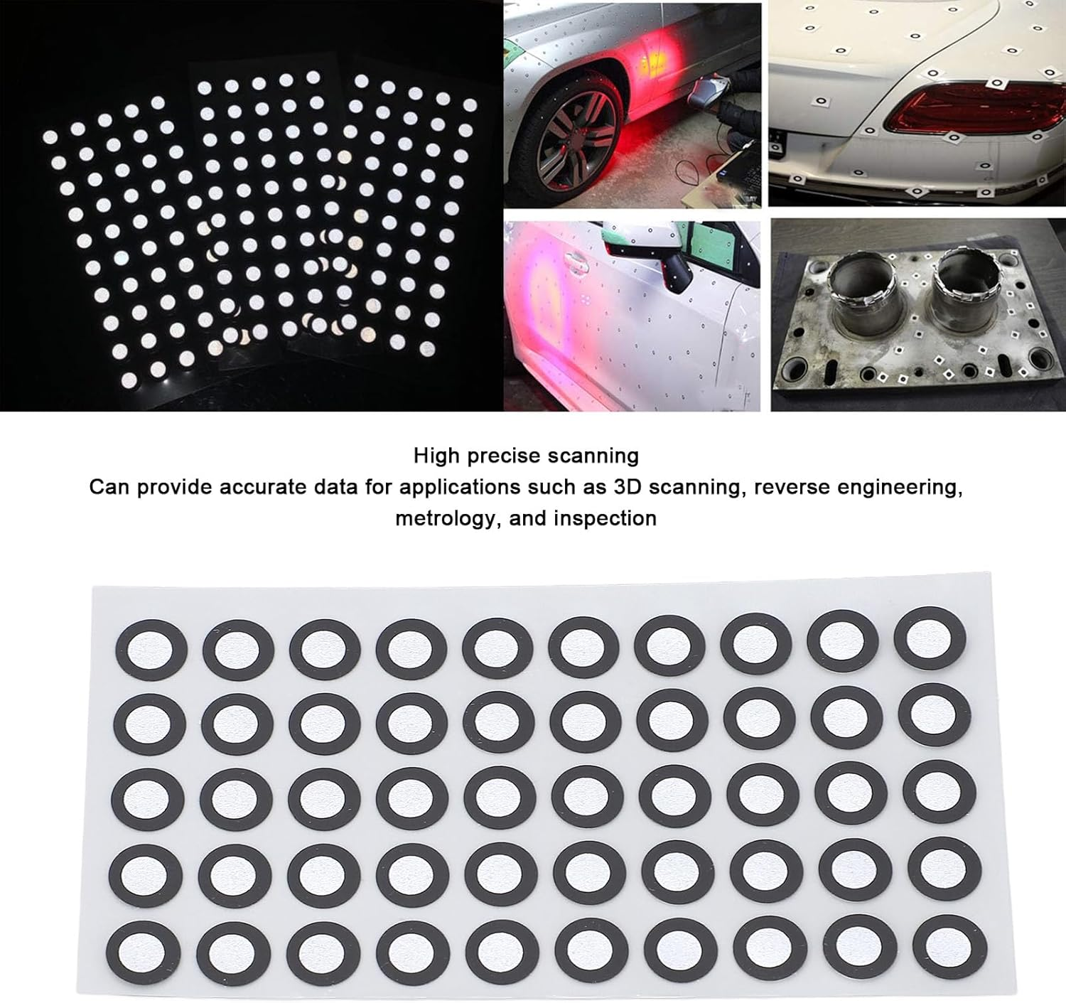 1000 Pcs 6Mm 3D Scanning Tracking Markers, ID 6Mm OD 10Mm, 3D Positioningtarget Stickers, High Reflection Strong Adhesion 3D Tracking Dot Reference Point Marker
