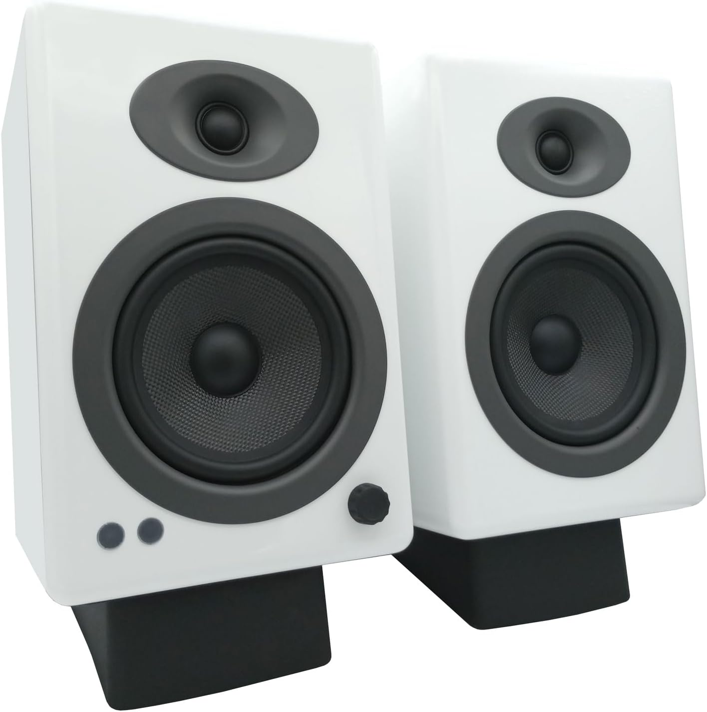 Audioengine DS2 Desktop Speaker Stands Pair - Vibration Damping 15 Degree Tilted Silicone Rubber Tabletop Stands Improve Sound - Acoustic Brilliant - Medium and Largesize image number 2