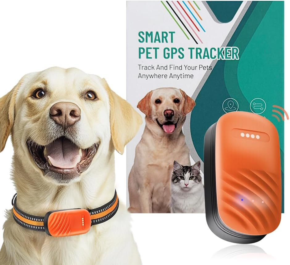Remac Ahome GPS Tracker for Dogs - Pet Tracker with Real-Time Gps+Bds+Agps+Wifi+Lbs Tracking, Smart Monitoring Dog Collar with Power-Saving Mode and Safe Zone Alerts, Orange image number 1