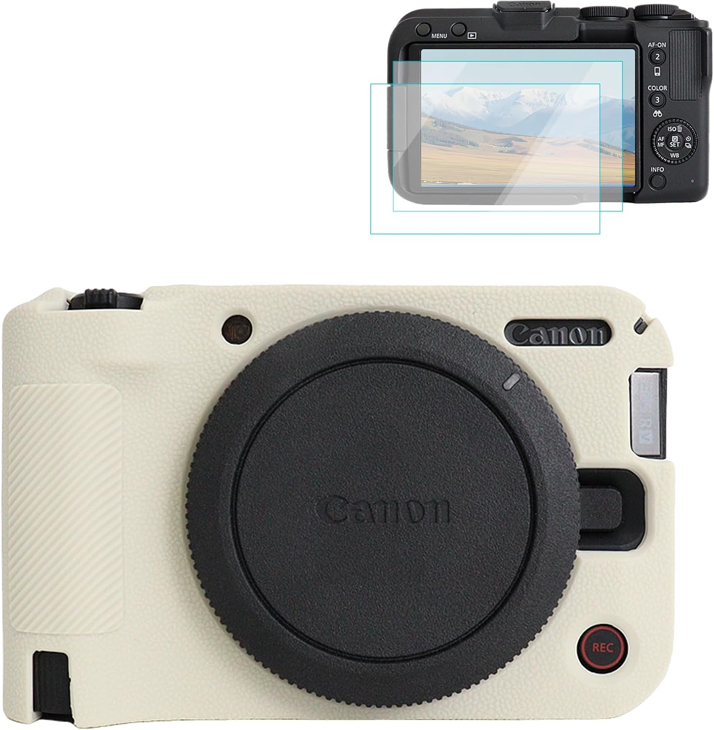 Rieibi Silicone Case for Canon EOS R50 V Camera, Soft Camera Protective Case for Canon EOS R50V Camera Accessories with 2 Screen Protectors, Black