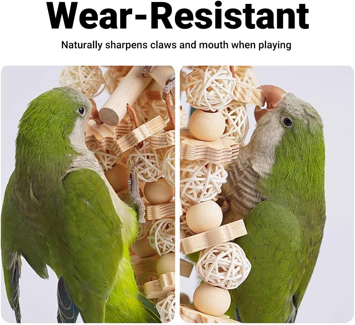 Jade Deals Parrot Wooden Chew Toy, 4.72&times;9.84In Bird Interactive Biting Toy, Natural Rattan Durable Play Toy for Parrots Cockatiels Budgies image number 3