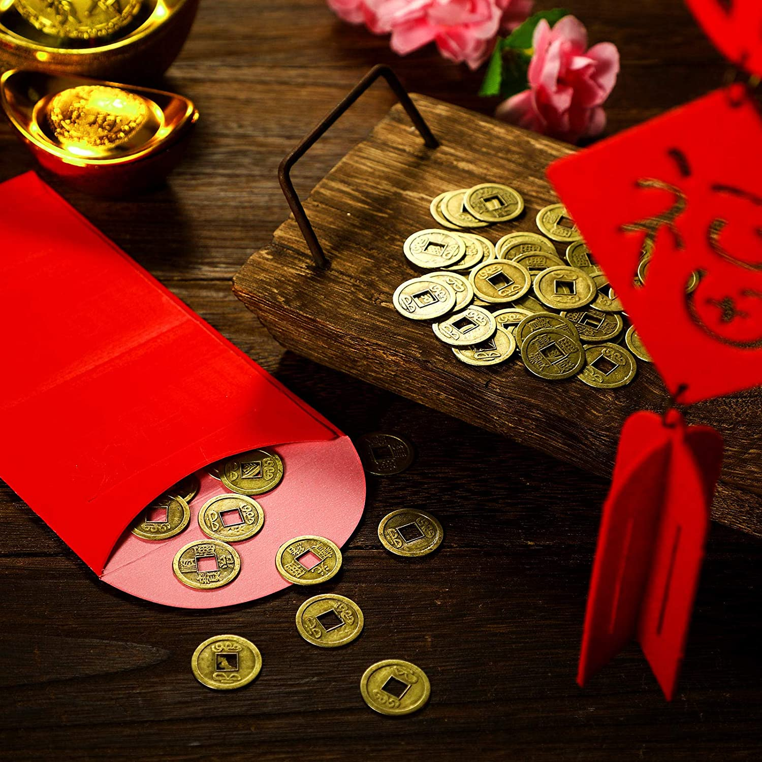 BOAO 400 Pieces Chinese Coins Chinese New Year Feng Shui Coins I-Ching Ornament for Wealth and Good Luck (0.8 Inch) image number 5
