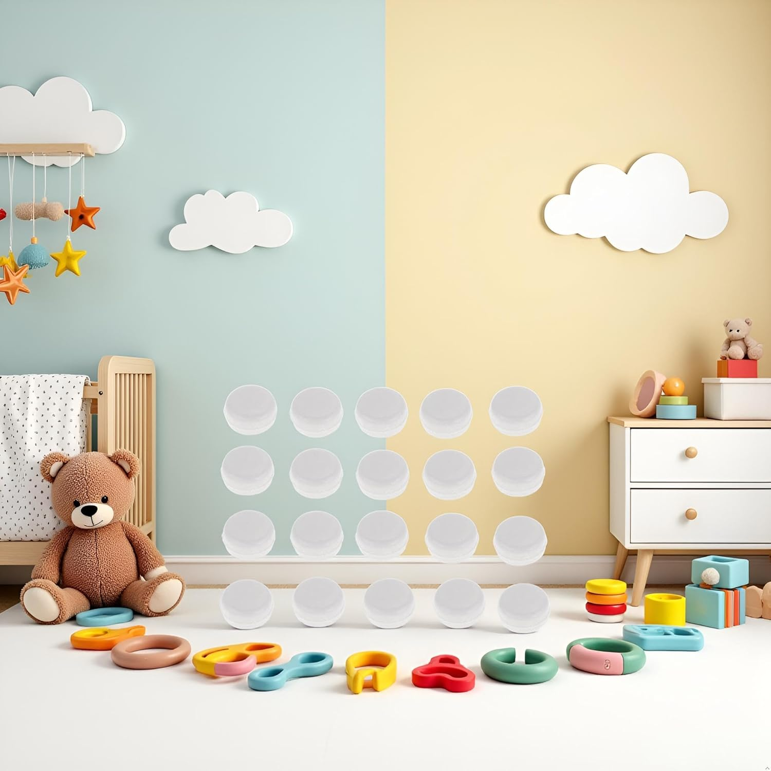 20 Pcs White Rattle Box Noise Maker Insert Squeaker Plastic Ring Box Repair Fix Baby Rattle Accessories (15Mm) image number 4