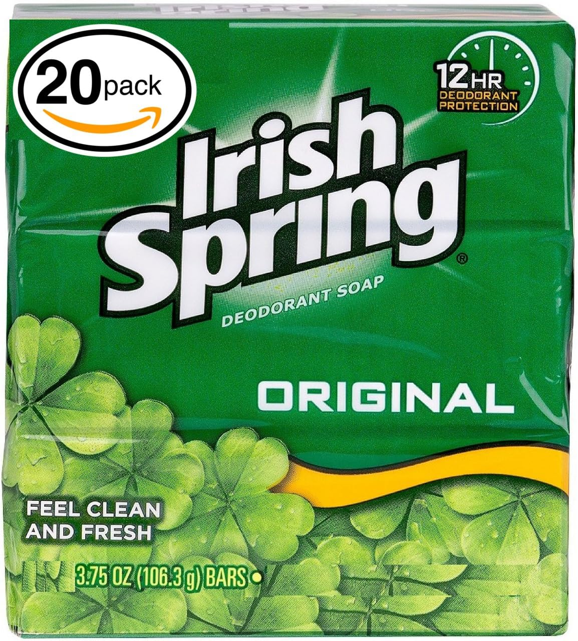 Irish Spring Deodorant Soap Scent, 20 Count, Original 75 Ounce