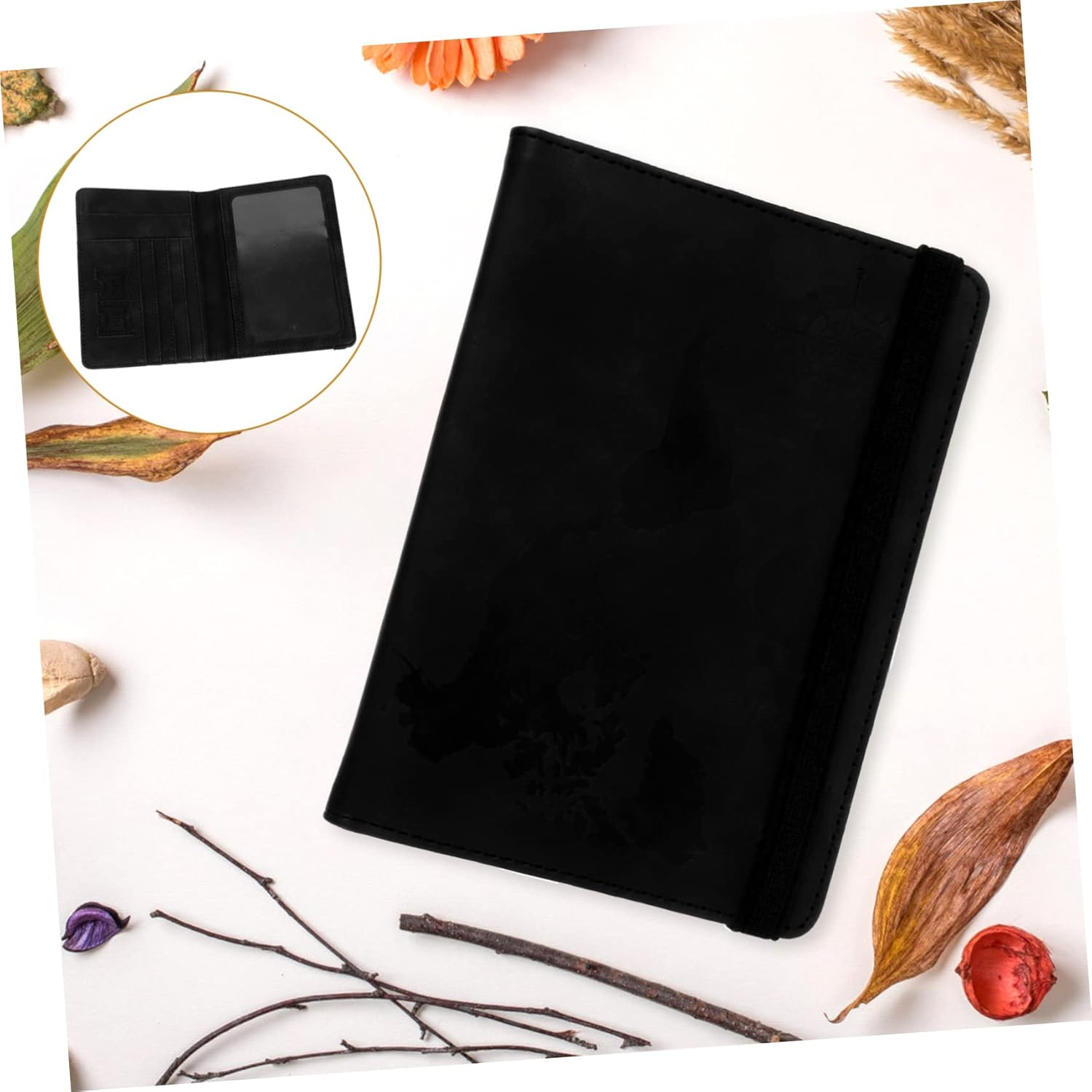 VANZACK Travel Holder Elastic Band Pu Map Design Multi-Card Slots Lightweight Travel Organizer for Tickets Id More