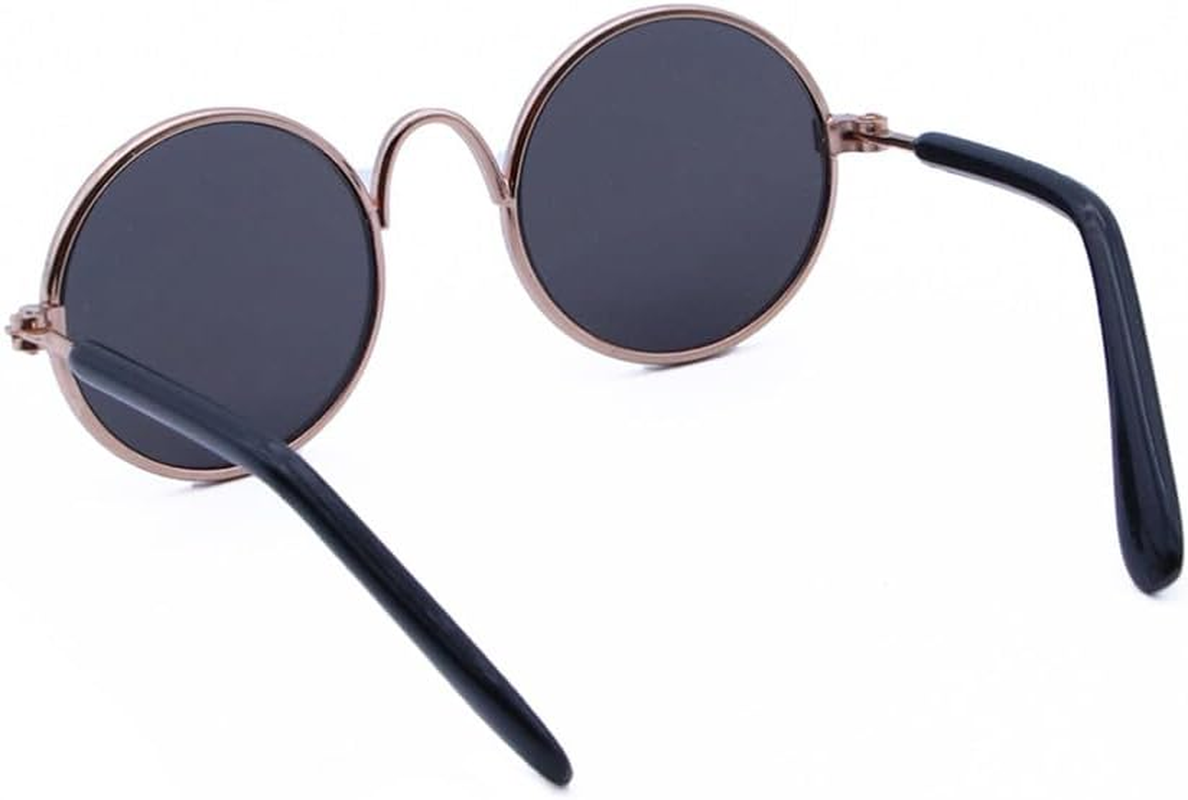 Fashion Glasses Pet Sunglasses, 2 PCS Fashion Dog Retro round Sunglasses for Cute Dog Cat Cosplay Party Pet Store Photography Props Vintage Accessories