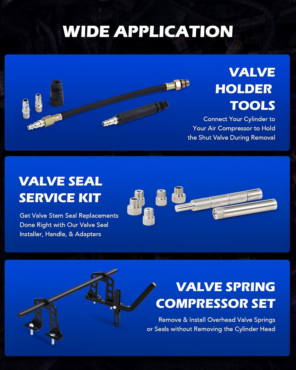 Orion Motor Tech Cylinder Head Service Set Tool Kit Valve Spring Compressor Removal Installer image number 3