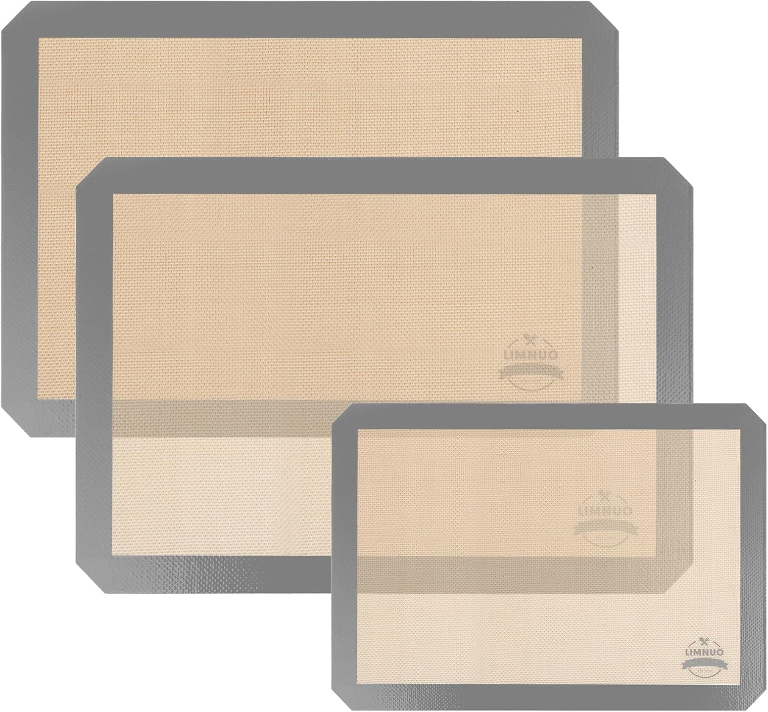 Silicone Baking Mat, Set of 3 Reusable Non-Stick Food Safe Baking Sheets for Cookies,For Making Cookies, Macaroons, Bread (Orange)