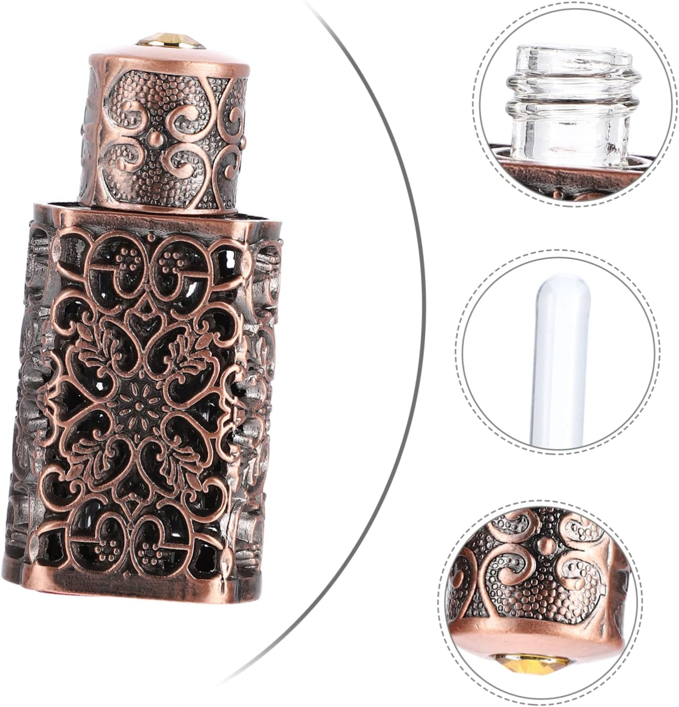 2Pcs Perfume Oil Bottle Essential Oil Spray for Travel Diy Engraved Metal Dispenser Leakproof and Portable image number 5