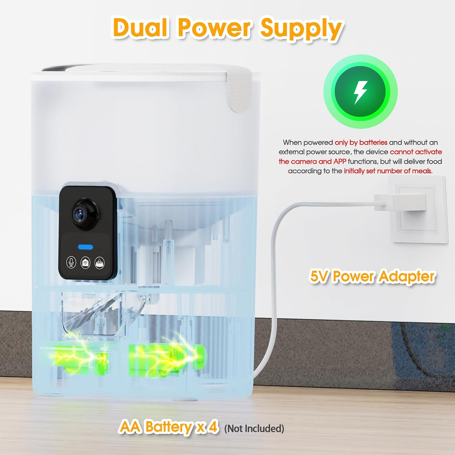 Advwin 3.5L Automatic Cat Feeder with Camera, 1080P HD Video with Night Vision, 5G Wifi Pet Feeder with 2-Way Audio, Motion Detection, Smart Timed Pet Feeder for Dogs and Cats image number 3