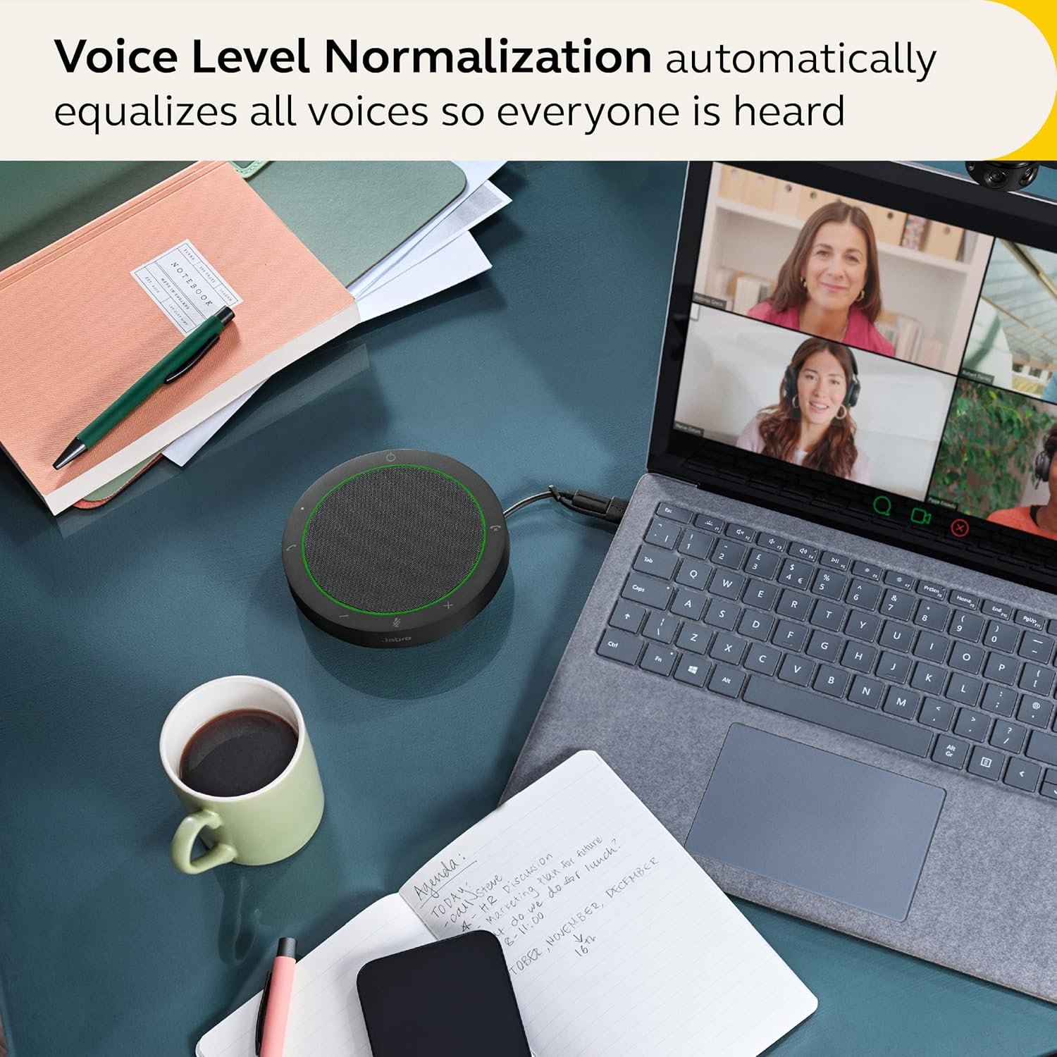 Jabra Speak2 40 Portable Speakerphone - 4 Noise-Cancelling Mics, Full-Range 50Mm Conference Speaker, Wideband Audio & USB-A/USB-C Connections - Certified for Zoom & Google Meet - Dark Grey