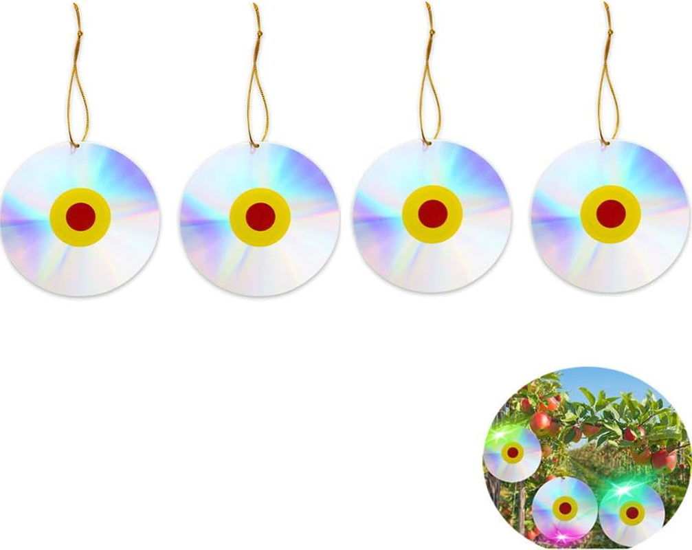 4Pcs Double Sided Reflective Bird Deterrent Discs Wind Activated Scare Devices for Pigeons, Ducks and Crows, Outdoor Garden Decorations, Durable and Effective Pest Control Solution image number 3