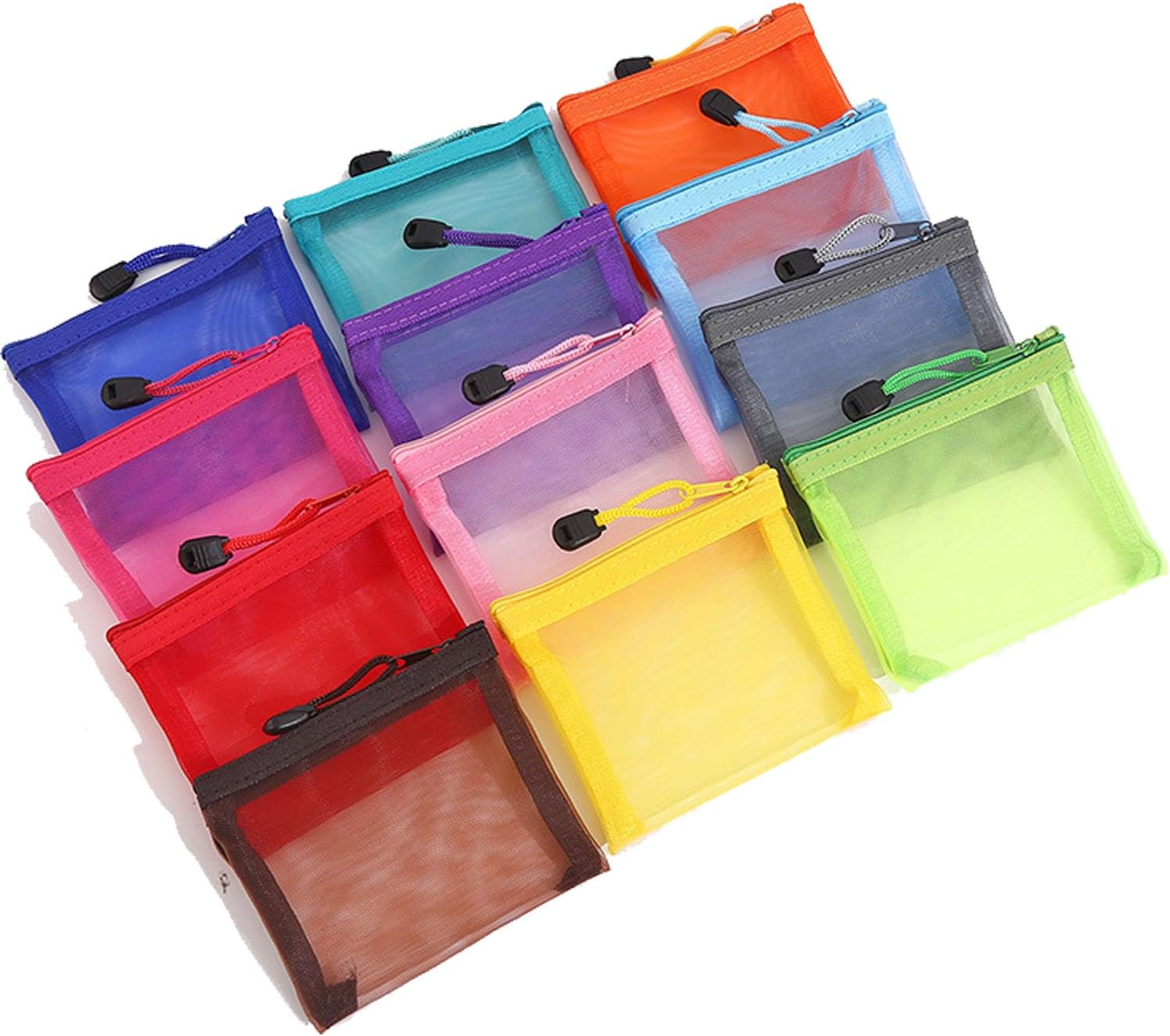 Mtxorvix 24 Pcs Mini Zipper Mesh Bags - Reusable 12X10Cm Nylon Mesh Zipper Pouch Organizer, Mini Zipper Mesh Bags, Coin Pouch & Cosmetic Travel Bags for Makeup, Lipstick, Toiletries, Keys, Cards image number 2
