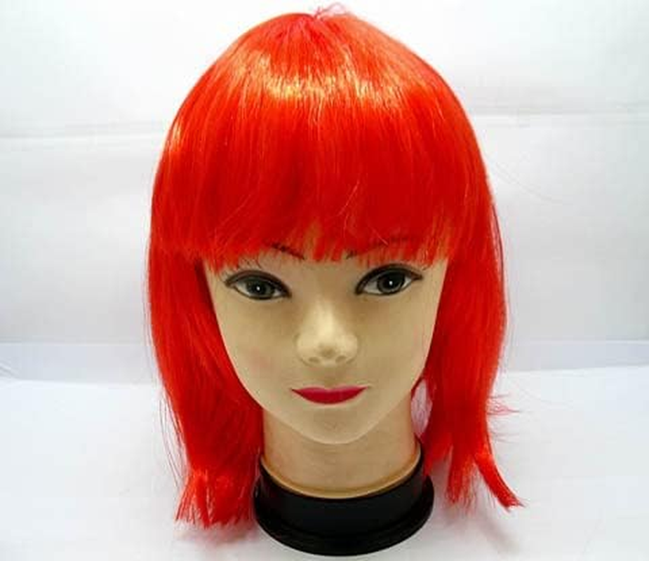 4Pcs Bobo Head Style Neat Bang Short Straight Cosplay Wig - Red image number 2