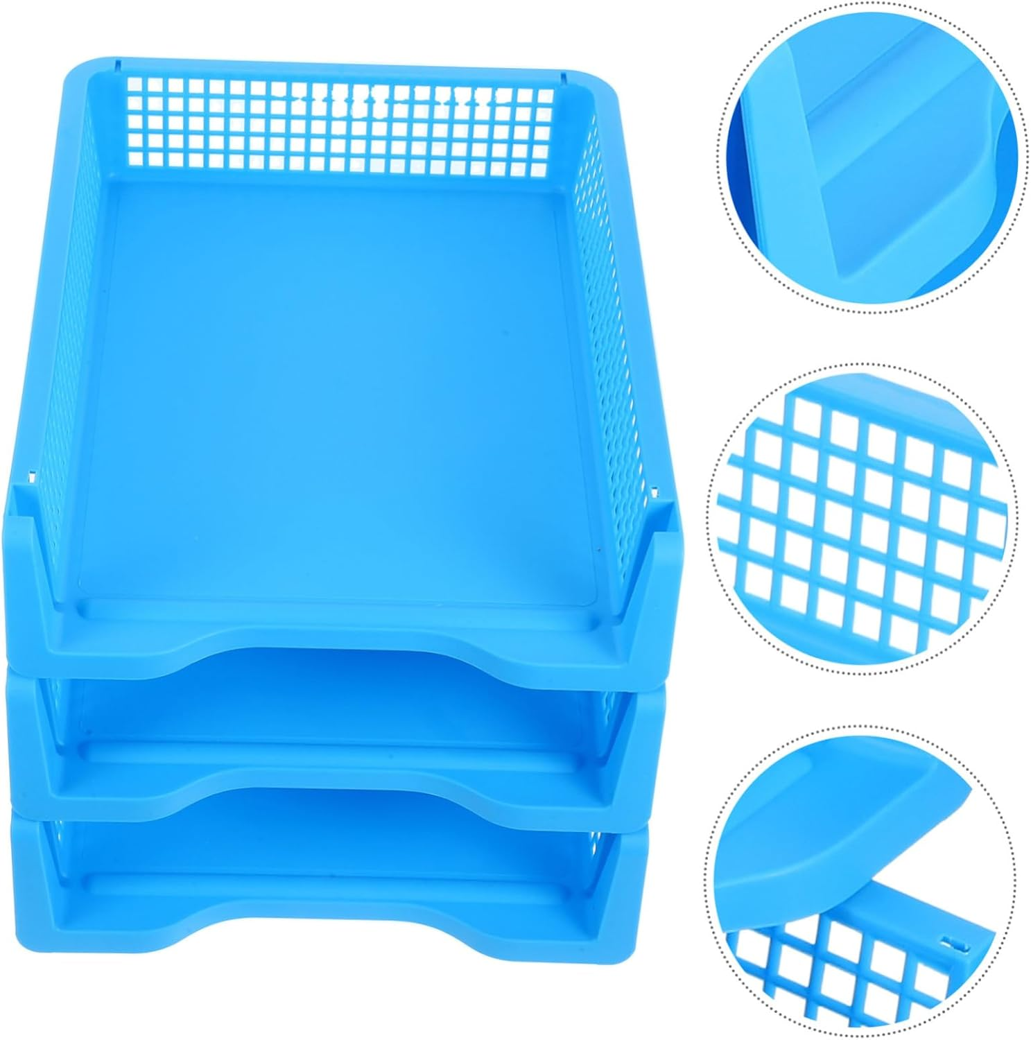 WEKAMOS 3Pcs Stackable Plastic Letter Tray Desk Organizer Paper Storage Organizer Multifunctional Design for Office image number 2