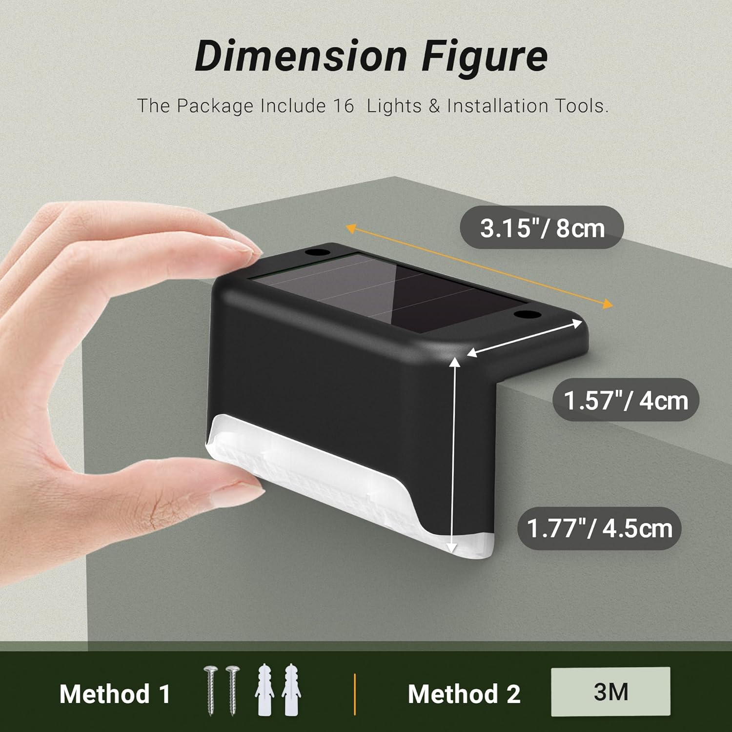 Solar Deck Lights 16 Pack, Outdoor Step Lights Waterproof Led for Stairs, Fence, Yard, Patio, Pathway (Warm White) image number 2