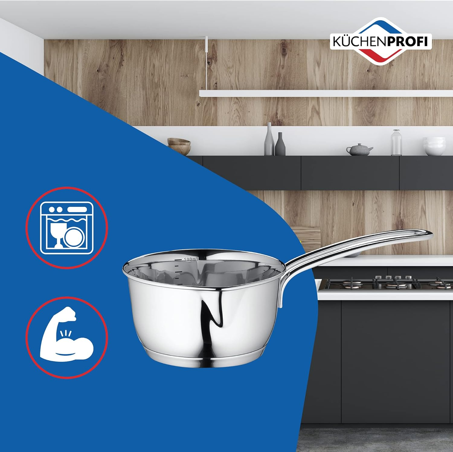 Kuchenprofi Stainless Steel Saucepan with Clad Bottom 1.4-Quart Silver image number 3