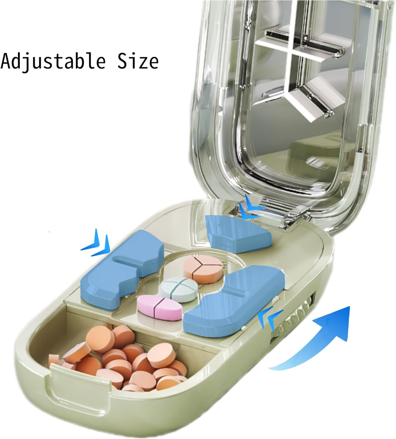 Adjustable Pill Cutter Splitter Tablet Cutter 1/2 1/3 1/4 for Small and Tiny Pills(Green)