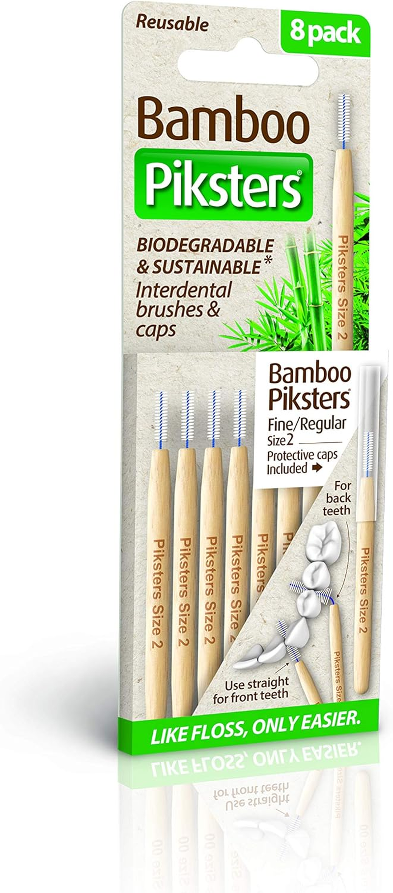 Piksters Bamboo Biodegradable and Sustainable Interdental Brush 8 Pieces Pack, Size 5