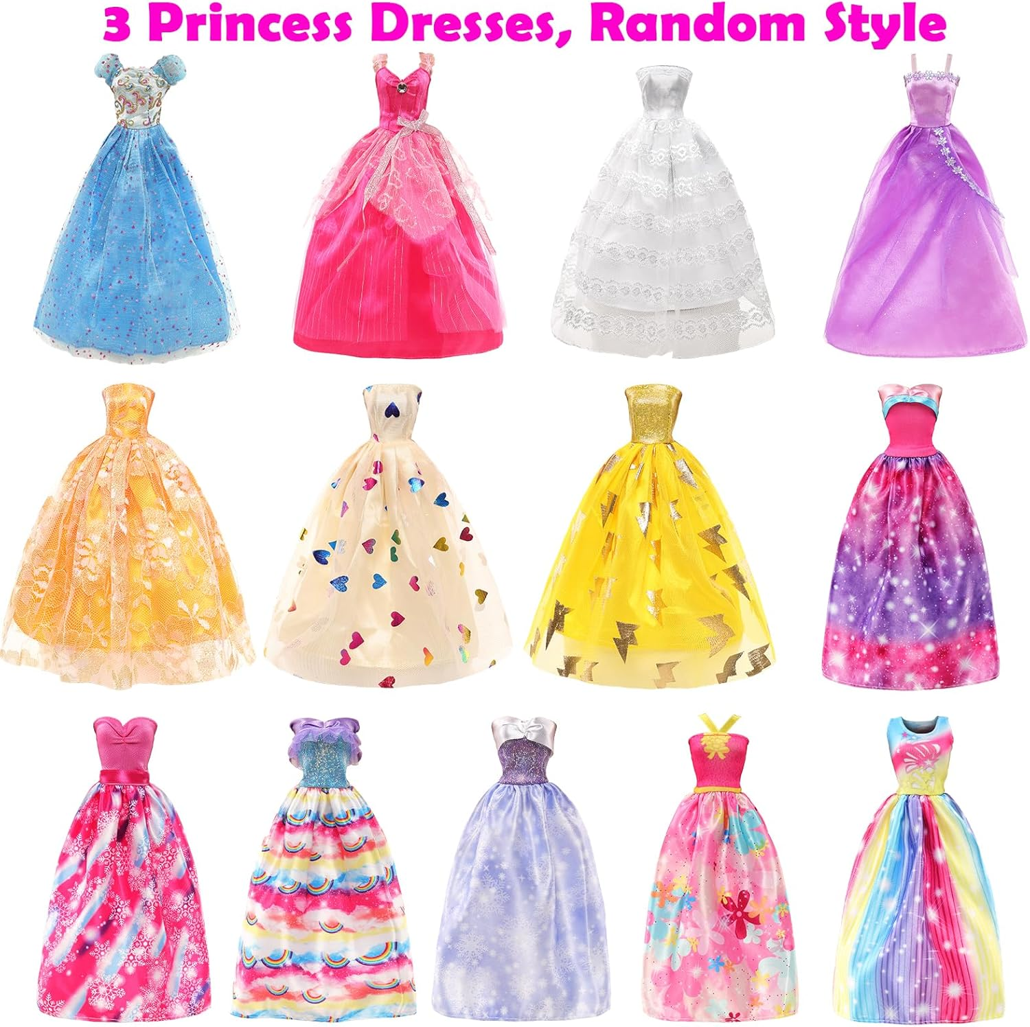 Barwa 44 Accessories for 11.5 Inch Girl Dolls: 3 Fashion Dresses + 3 Long Dresses + 3 Mini Dresses + 3 Tops + 3 Pants + 2 Swimsuits + 27 Accessories (Doll NOT Included)