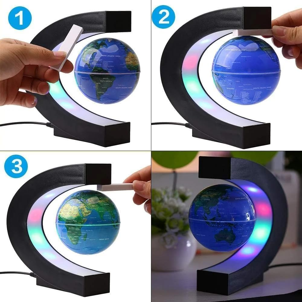 Gominimo Magnetic Levitation Floating Globe with LED Light High-Tech Clear Vision Map Day/Night Mode, Blue image number 1